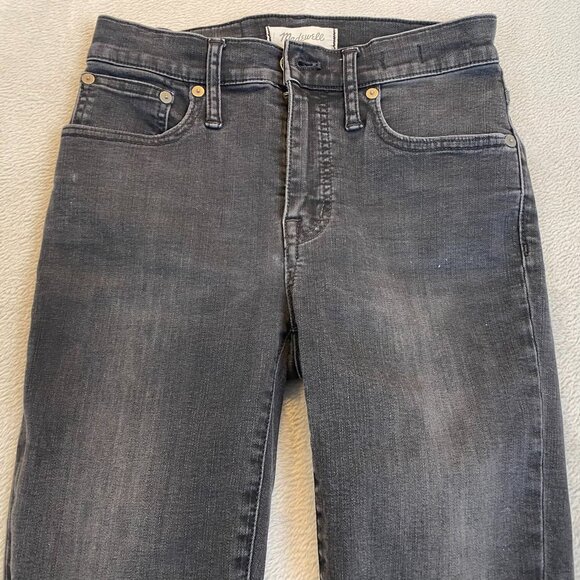Madewell Womens Jeans 24T Cali Demi-Boot Gray Denim Raw Hem Stretchy Waist Slim - Picture 8 of 16